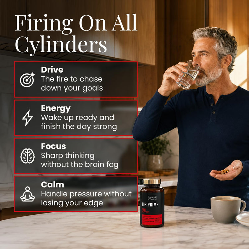 High Strength Testosterone Supplements for Men - Patented Tesnor®, Shilajit, Ashwagandha & Zinc - 9 Science-Backed Ingredients - 1430mg per Serving - Made in UK - 30-Day Supply - His Prime