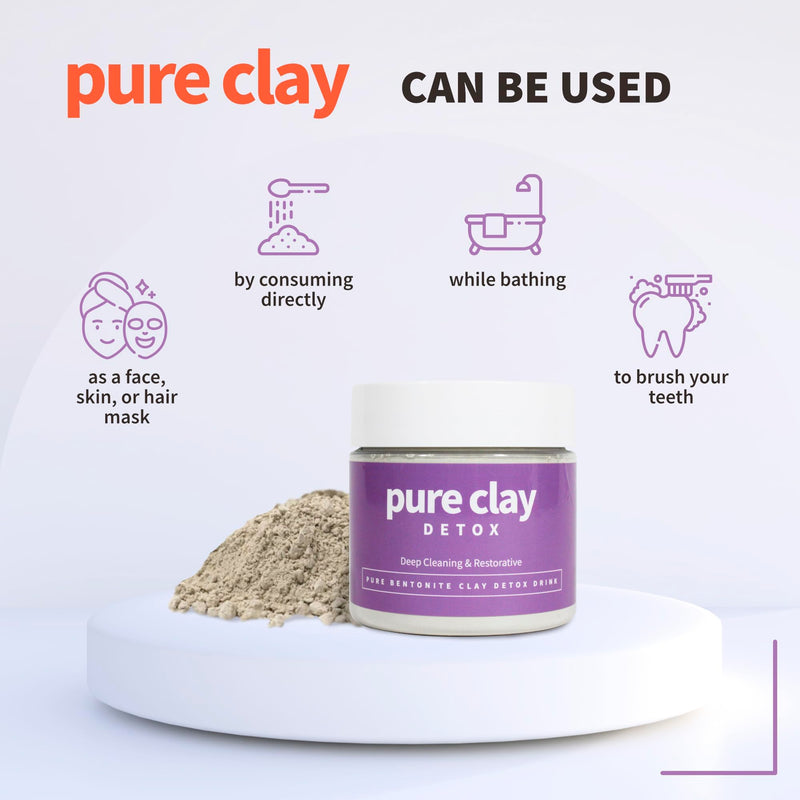 Detox | Therapeutic Grade Calcium Bentonite Clay Powder | GRAS-Affirmed | Indian Healing Face Mask | Deep Pore Cleansing | Body Wrap Hair Mask Bath | Ultra Fine | 16 oz | Acne Oily Skin Foot Detox Drink