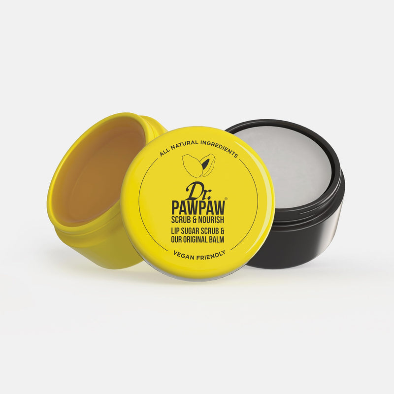 [Australia] - Scrub & Nourish Lip Scrub and Balm Duo with Papaya, Aloe Vera and Olive Oil, 100% Natural Two Step Treatment (50 ml) 