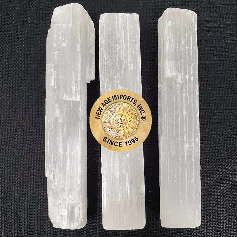 New Age Imports, Inc.® ~ Premium Quality Selenite Sticks 4". Great for Wicca, Reiki, Healing, Metaphysical, Chakra, Positive Energy, Meditation, Protection, Decoration or Gift (4" - 3 Stick pack) 4" - 3 Stick pack