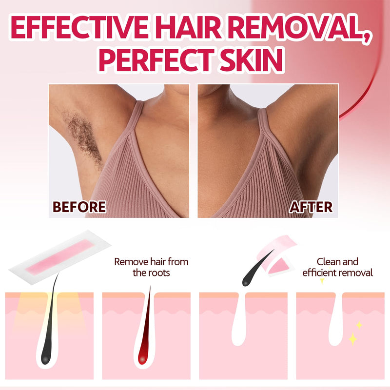 [Australia] - Wax Strips for Hair Removal, Wax Strips, Waxing Kit For Women Face, Body, Arms, Legs, Chest, Back, Bikini Wax Strips, Waxing Hair，Removeal Kit with 80PCS + 4 Calming Oil Wipes 1 Count (Pack of 80) 