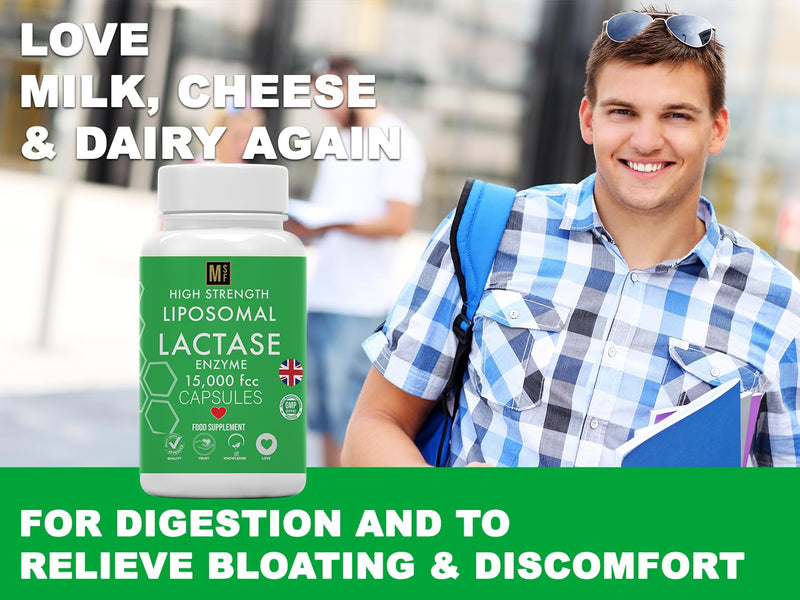 Liposomal Lactase Enzyme 15000FCC | 120 High Strength Lactase Capsules | Enzyme Tablets | Lactose Digestion | Digestive Enzyme Food Supplement