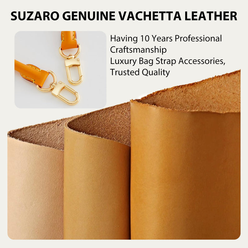 Genuine Vachetta Leather Shoulder Short Strap Replacement for lv Bags, 27.5 Inch Rolled Purse Strap for Soft Lucky Speedy 25 30 35 Graceful Damier Handbags,Deep Beeswax Deep Beeswax 0.7"width*27.6"length