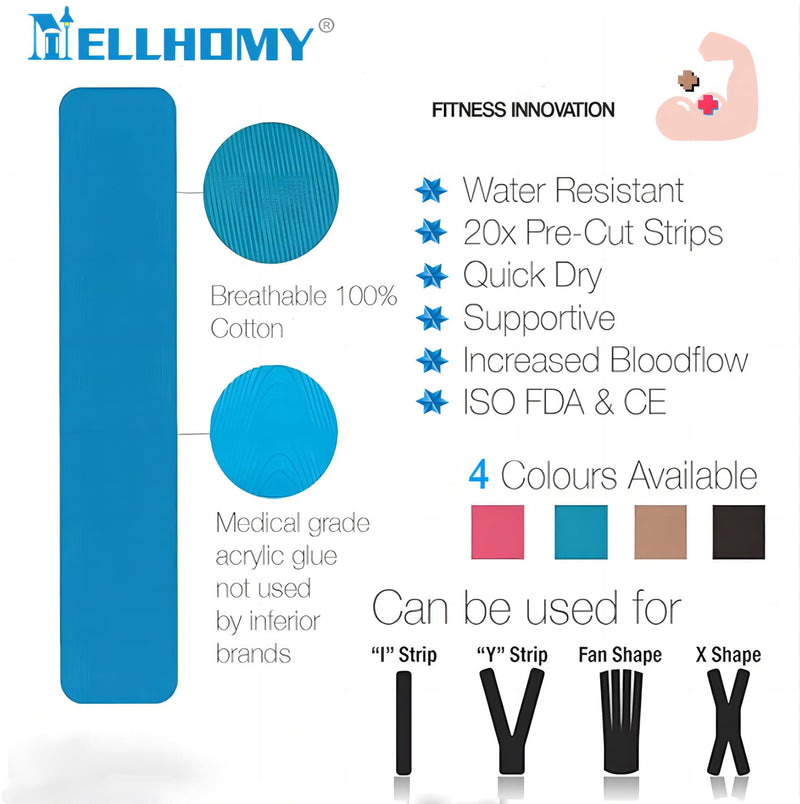 [Australia] - Kinesiology Tape Precut-40 Strips | Elastic Cotton Athletic Tape for Joints Support & Muscle Pain Relief-2inch x 10inch| Hypoallergenic & Waterproof K Tape for Ankle Knees Running Any Activity(Mix-4) Mix-4 40PCS 