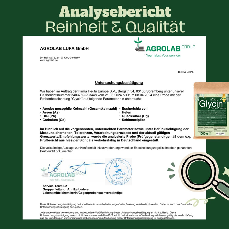 [Australia] - He-Ju glycine powder 1000 g, laboratory tested, 330 portions of amino acid, vegan, 100% pure, without additives, buy glycine in premium quality 330 portions (pack of 1) 