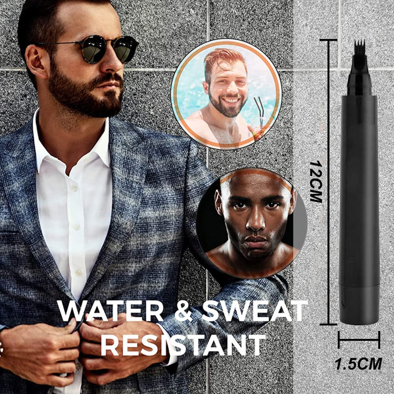 [Australia] - Beard pen, beard filler pencil, beard filler pen, men's beard pencil, waterproof beard pen, men's beard filler and beard pen, for mustache and eyebrows, with 1 beard brush, black, 1 piece 