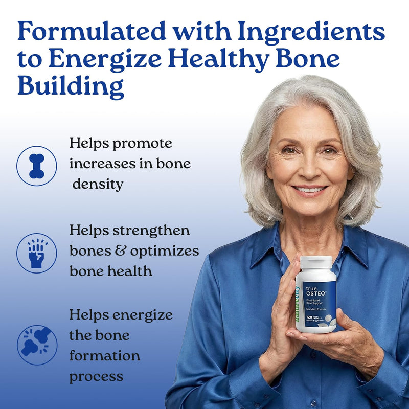 NatureCity True-Osteo Plant-Based Supplement for Bone Strength | AlgaeCal Calcium & Magnesium, Plant-Based Vitamin D3, Vitamin K2, Silicon| Gentle on Stomach (120 Veggie Capsules) 120 Count (Pack of 1)