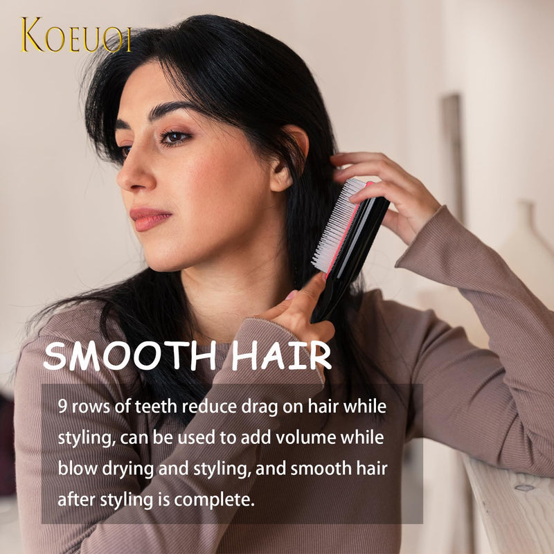 2 Pcs 9 Row Classic Styling Curly Hair Brush for Detangling, Separating, Shaping. For Women and Men Wet or Dry Hair. Black（2 Pieces）