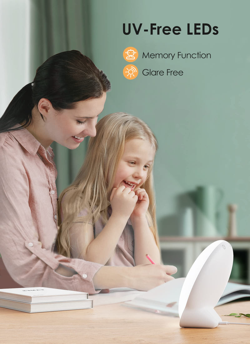 [Australia] - MediAcous Light Therapy Lamp, UV-Free 10000Lux Therapy Light, Sunlight Lamp with 4 Brightness Levels & Color Temperature & Timer, Daylight Lamp with Memory Function, Touch Control & Compact Size 