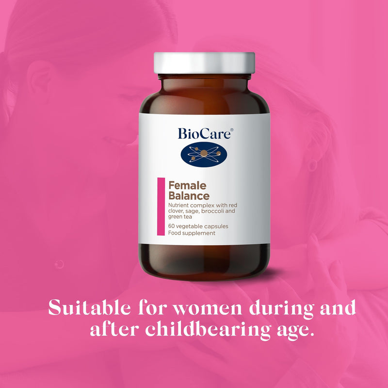 BioCare Female Balance - Botanical Complex with Calcium D Glucarate, Red Clover, Sage, Broccoli & Green Tea - Supplement for Women - 60 Capsules