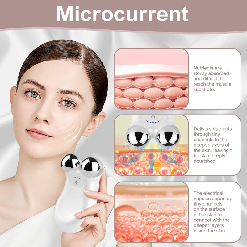Microcurrent Face Device, USB Microcurrent Facial Shaping Tool for Facial Wrinkle Removal and Anti-Aging，Mini Microcurrent Face Lift Device for Face Lifting and Facial Sculpting (White) White
