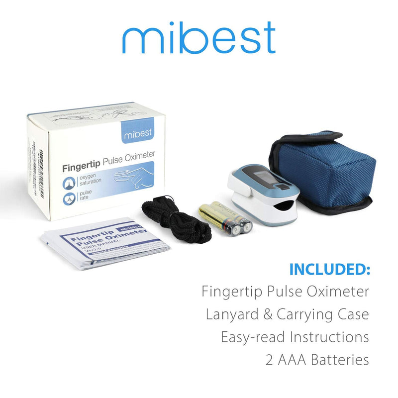 [Australia] - mibest OLED Finger Pulse Oximeter, O2 Meter, Dual Color White/Light Blue 