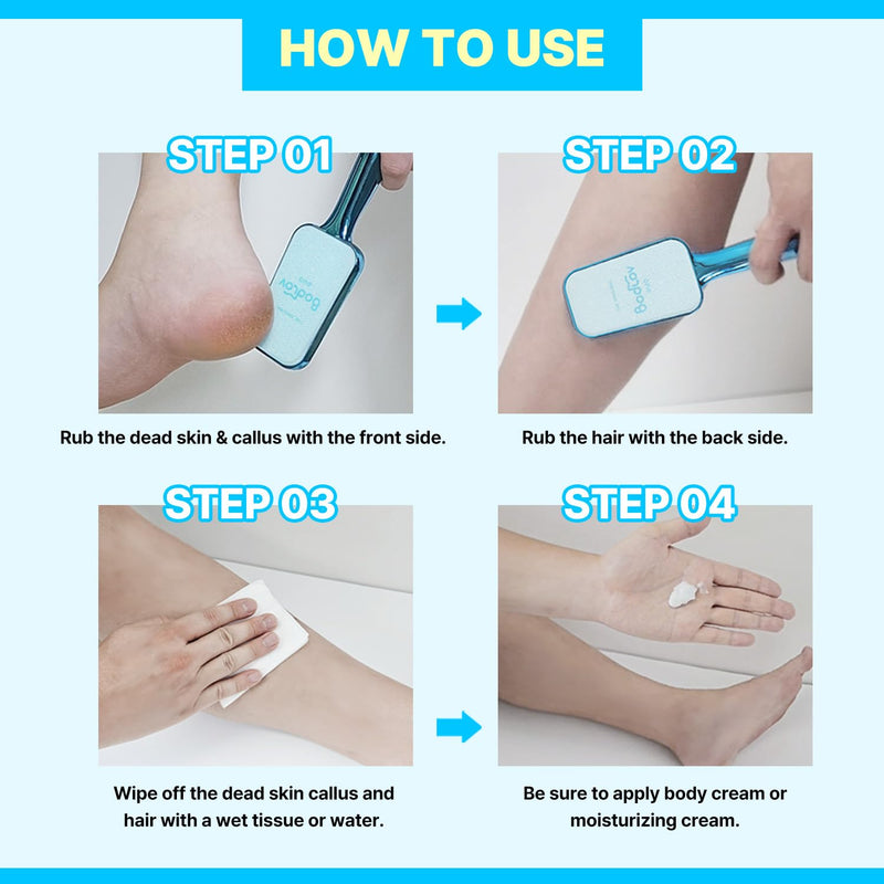 BODLOV Duo, Callus Removal and Hair Erase in ONE, Nano Glass, Foot File, Wet and Dry Skin, Skin Painless and Safety, Water Washing, Ergonomic Design, Hygiene to USE, Dual Care, Exfoliation, 2 in 1
