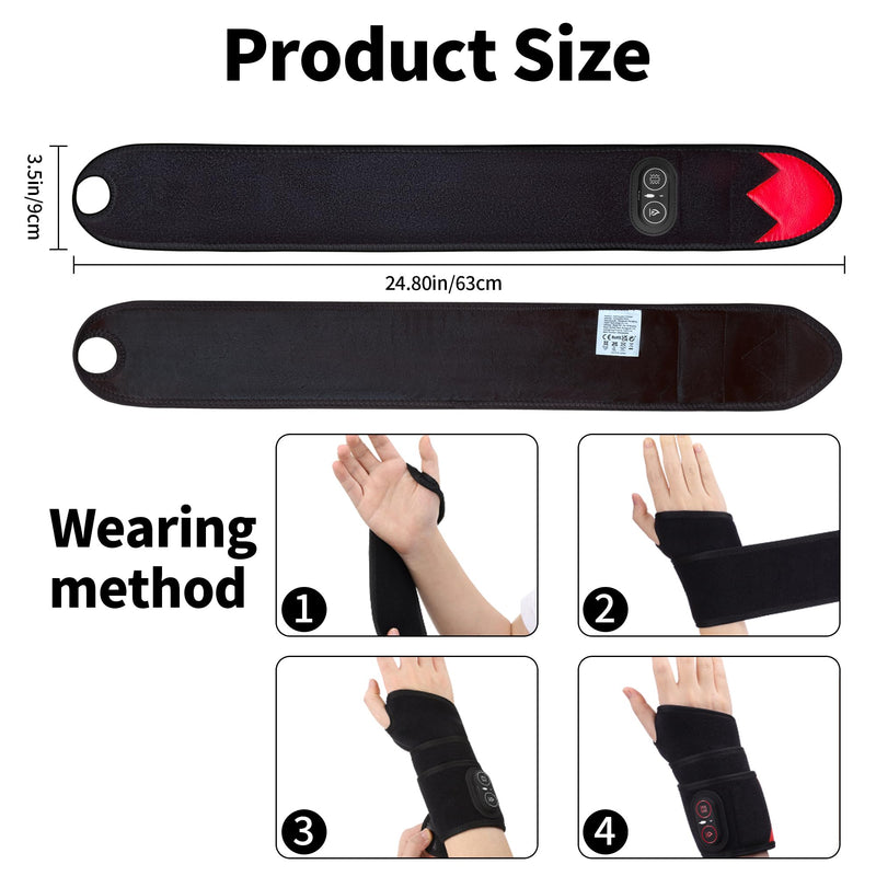 Cordless Wrist Heating Pad with Massage, Wrist Hand Heating Pad for Pain Relief, Heated Wrist Wrap with 3000mAh Battery, Vibration and Adjustable Heat Settings - Left Right Hand S18