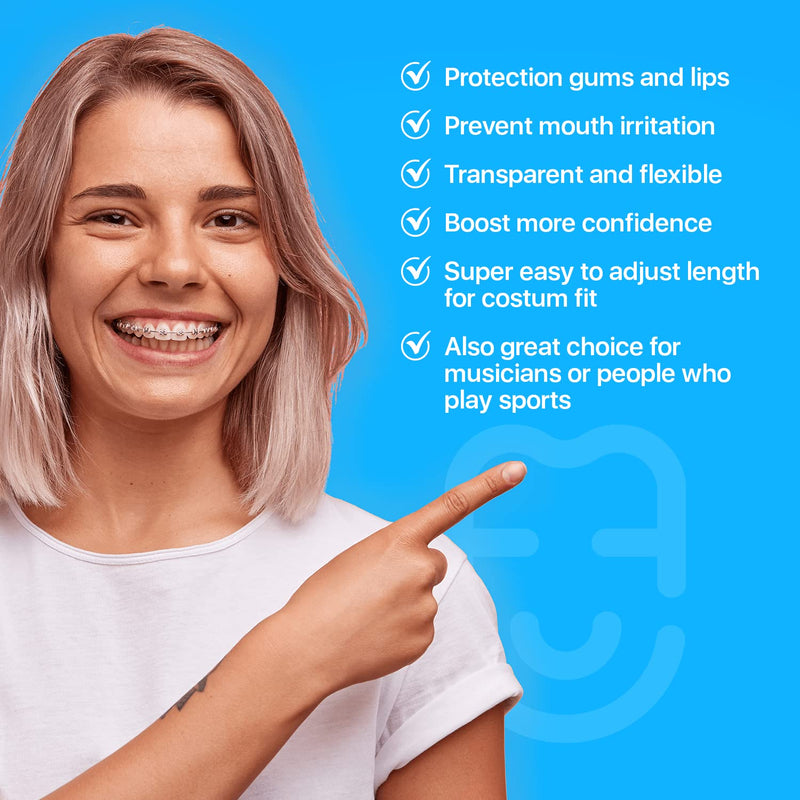 [Australia] - AIM Clear Lip Protector for Braces with Carry Case – Comfort Covers, Wax Alternative, Trim-to-Fit Teeth Shield (Upper + Lower) 