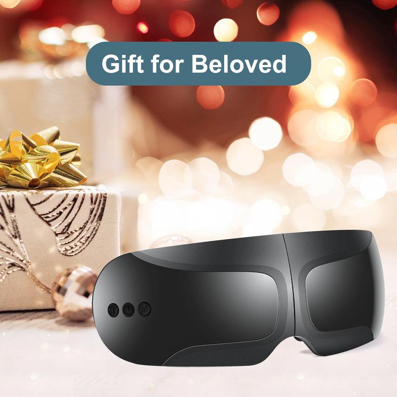 [Australia] - Fullicon Eye Massager with Heat & Vibration, Ultra Light Migraine Relief Products, Foldable Mask with Bluetooth Music, Face Massager with Type-C Charging, 5 Modes FSA Eligible Items Only List (Black) 