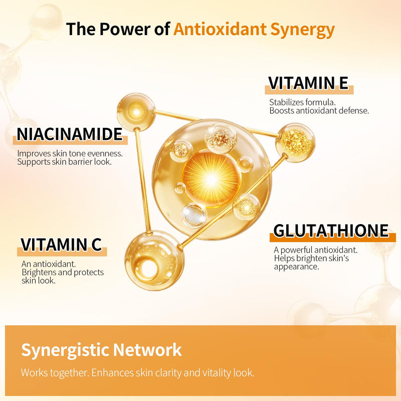 Glutathione Vitamin Concentrated Serum - Fade Acne Scars & Dark Spots, Brightening Face Serum with Niacinamide
