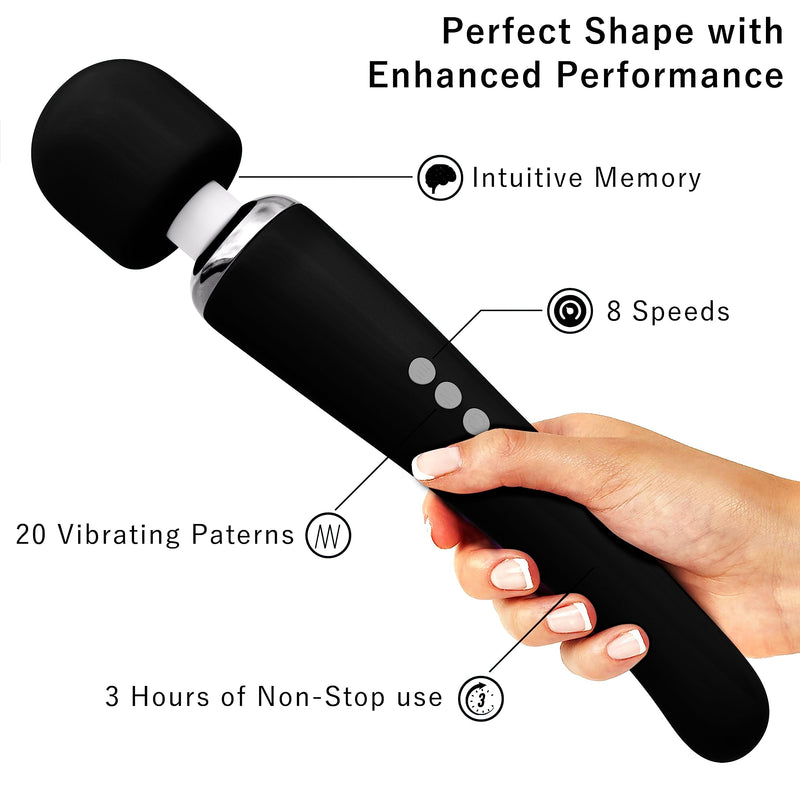 [Australia] - Therapeutic Cordless Massager - Powerful Massage Tool Handheld 8 Speeds 20 Patterns - Rechargeable Hand Massagers for Sore Muscles - Hand Held Massage Tool for Neck & Back Charcoal 