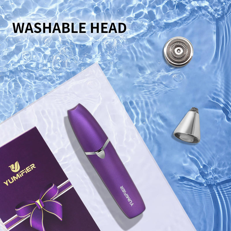 [Australia] - Eyebrow Facial Trimmer, Facial Hair Removal for Women, Smooth & Painless Face Razors Eyebrow Shaver for Women - 2 in 1 Facial Hair Remover & Eyebrow Trimmer with Built-in Battery for Face, Lip, Chin Purple 