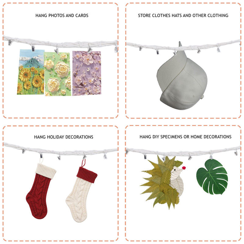 [Australia] - 80" Cotton Hanging Storage Chain For Stuffed Animals Storage with 20 Metal Clips Stuffed Animal Display Holder Chain for Wall or Corner Nursery Play Room 