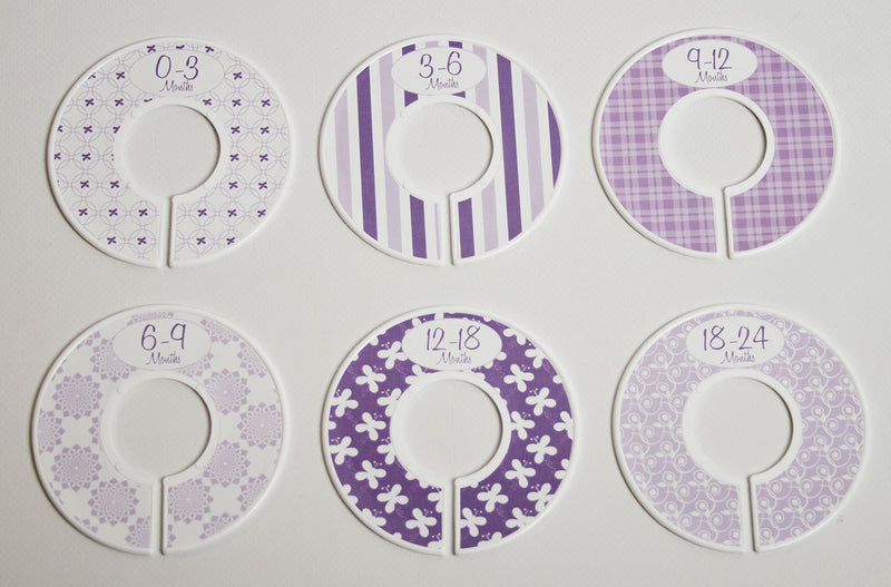 [Australia] - 6 Baby Girl Nursery C134 Clothing Size Closet Dividers Purple Theme 