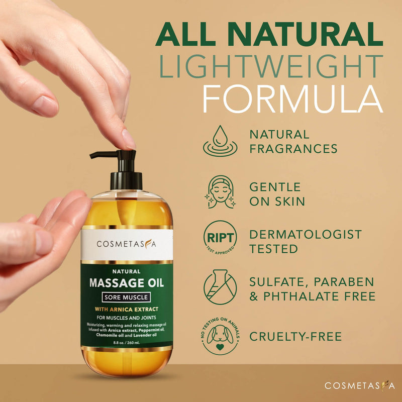 [Australia] - Cosmetasa Massage Oil for Sore Muscles with Roller Ball - Soothes Joints & Muscles with Arnica, Lavender Oil, Peppermint Oil & Chamomile Extract 