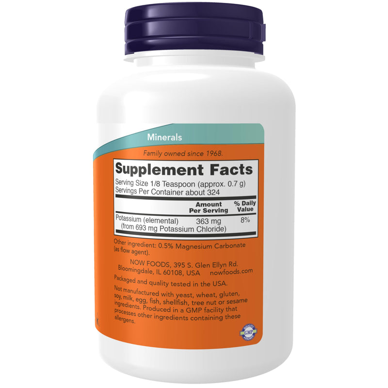 NOW Supplements, Potassium Chloride Powder, Certified Non-GMO, Essential Mineral*, 8-Ounce