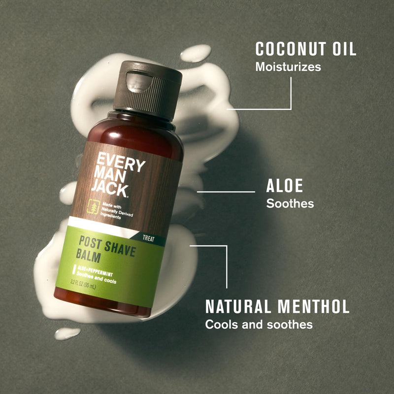 [Australia] - Every Man Jack Men's Post Shave Balm - Calms Irritation, Cools Skin, Hydrates, Absorbs Fast - Made with Naturally Derived Ingredients like Coconut Oil, Aloe Vera, Natural Menthol - 3.2oz - 2 Pack 