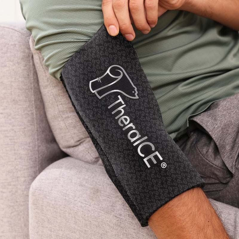 [Australia] - TheraICE Elbow Ice Pack PRO Compression Sleeve for Injuries, Reusable Gel Cold Packs Brace, Shin Splints, Calf Strain, Flexible Cold Wrap Recovery for Tennis Elbow, Tendinitis Pain Relief Large 