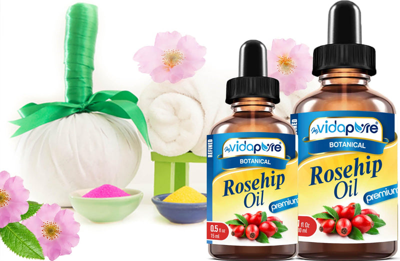 Rosehip Oil Vitamin A, Vitamin C, Vitamen E for Wrinkles, Scars, Stretch Marks, Face, Body, Hair, Lip Care. (1 Fl Oz) 1 Fl Oz (Pack of 1)