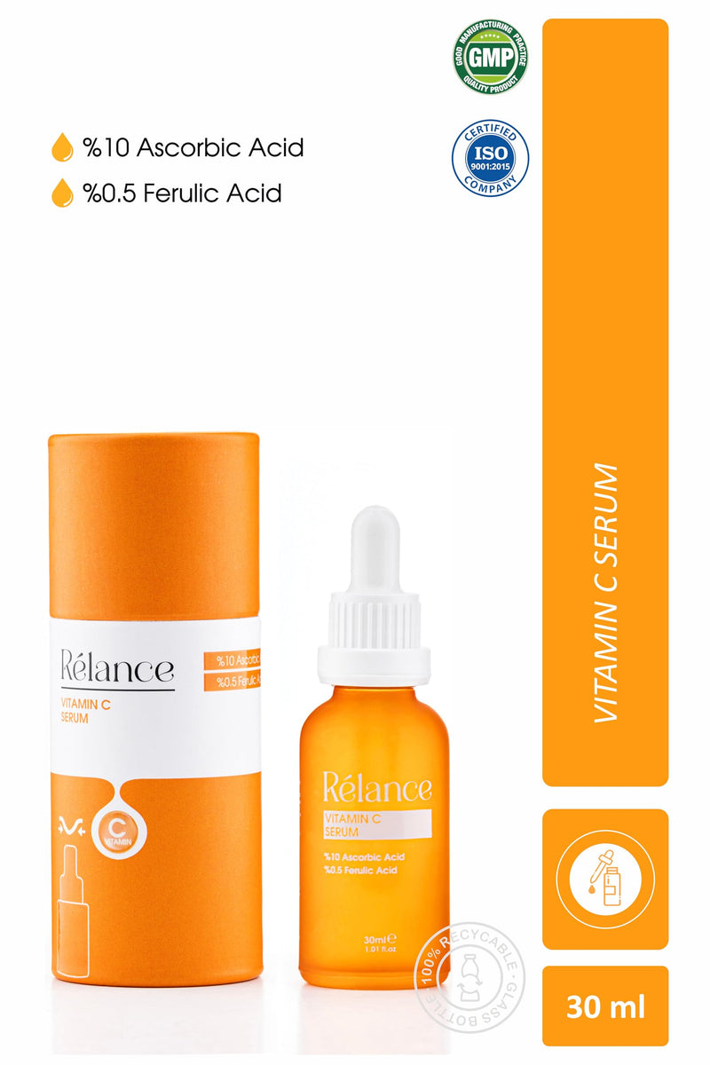 Relance Vitamin C Serum with 10% Ascorbic Acid, 0.5% Ferulic Acid, Anti-Aging Facial Treatment, 30ml, 1.01 fl oz