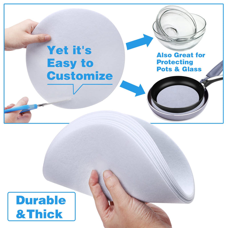[Australia] - Imncya Plate Separators Storage, Set Of 60 And 3 Different Size, Thick and Premium Soft Felt Plate Dividers For China, Dish, Coffee Saucers Protecting and Stacking White 60 Pcs 