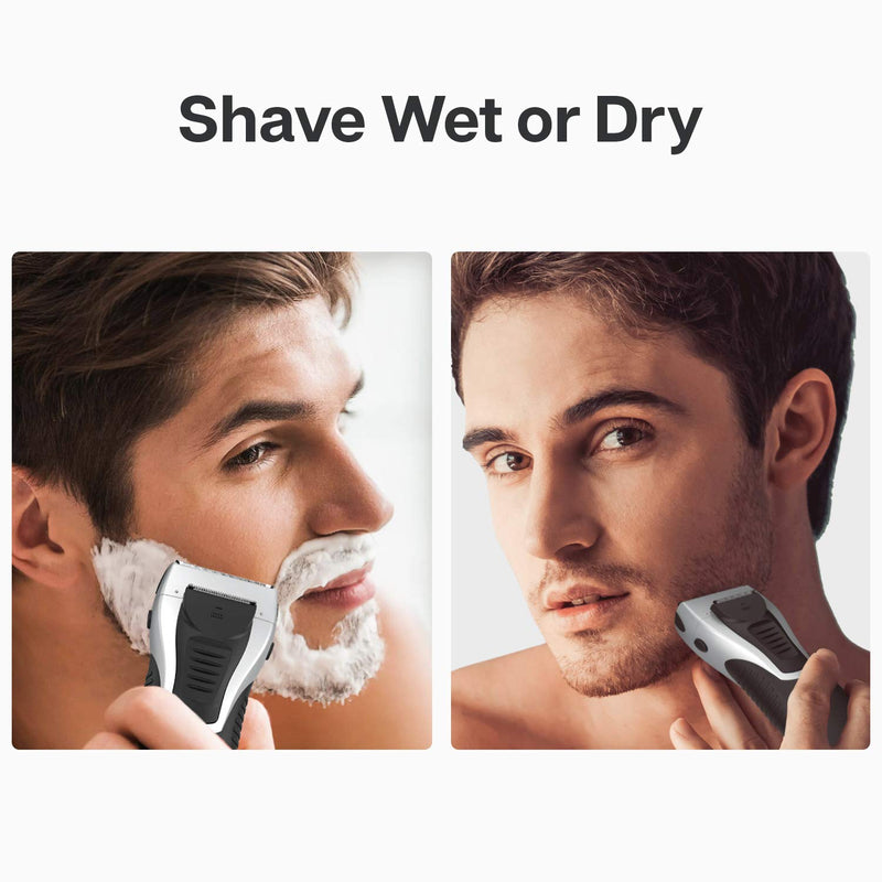 [Australia] - YASUN Foil Shaver - Electric Razor, Wet/Dry IPX7 Waterproof, Pop-up Beard Trimmer, Cordless Rechargeable Mens Razor - YS5800 Silver & Black 