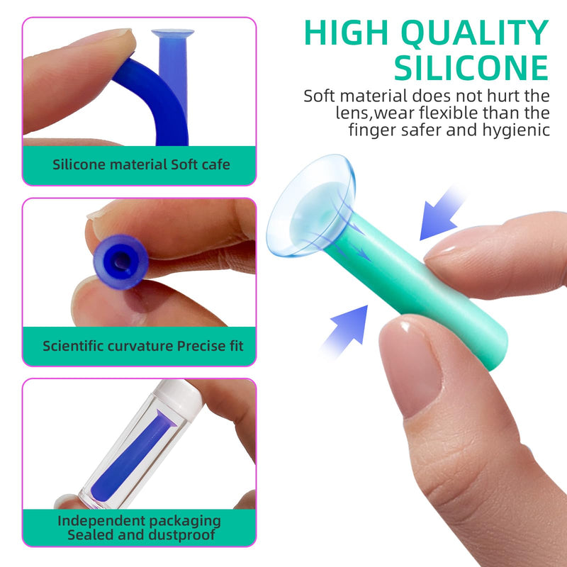 [Australia] - Hard Contact Lens Remover Tool Set, Silicone Suction Sticks for RGP and OK Lenses, 6pcs, for Travel & Daily Use with Storage Cases Multi-color (blue, Pink, Mint Green, White) 