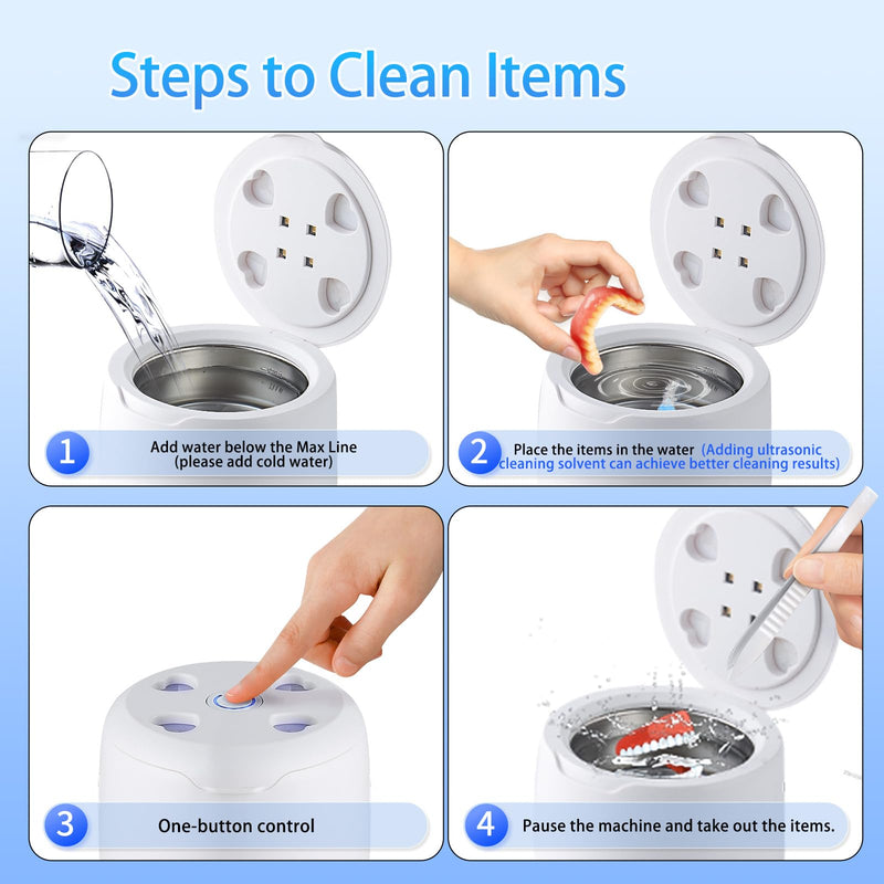[Australia] - Ultrasonic Retainer Cleaner, 42kHz Dental Cleaning Pod for Dentures, Braces, Mouth Guards, Night Guard, Toothbrush Heads, Jewelry, Aligner, UV Cleaner with 2 Modes, Digital Timer, 250ml Clean Pod 