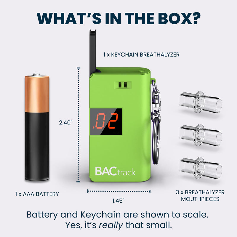 BACtrack Keychain Breathalyzer | Portable BAC Alcohol Tester | Green | 3 Mouthpieces Included | For Home & Personal Use 1