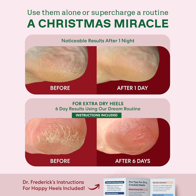 [Australia] - Dr. Frederick's Original Moisturizing Fuzzy Heel Socks - 3 Pairs - Cozy Gel-Lined Sleep Socks for Women & Men - Soothing Dry, Cracked Feet - Cracked Heel Repair (Holiday Special Edition) Holiday Special Editions 