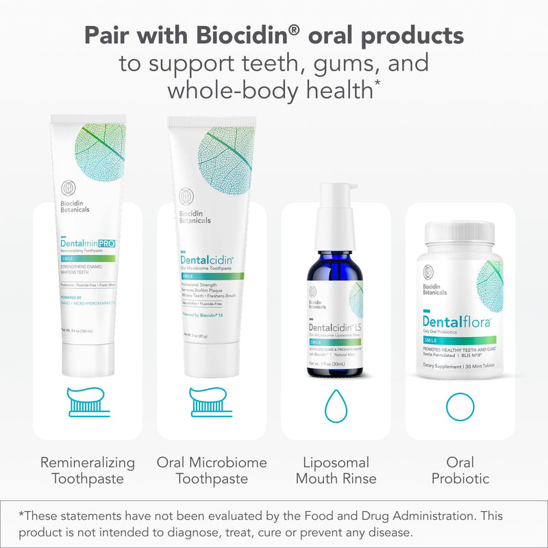 Biocidin Dentalcidin Mint Fluoride Free Whitening Toothpaste, 3 Oz | 18 Botanical Blend, for Sensitive Teeth, Promote a Healthy Oral Microbiome, Plaque Removal & Gum Health, Plant Based Dentalcidin Toothpaste