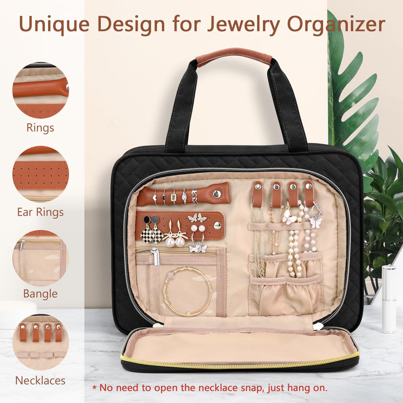 Toiletry Bag with Jewelry Organizer Compartment + Large Weekender Bag for Women with Shoe Compartment