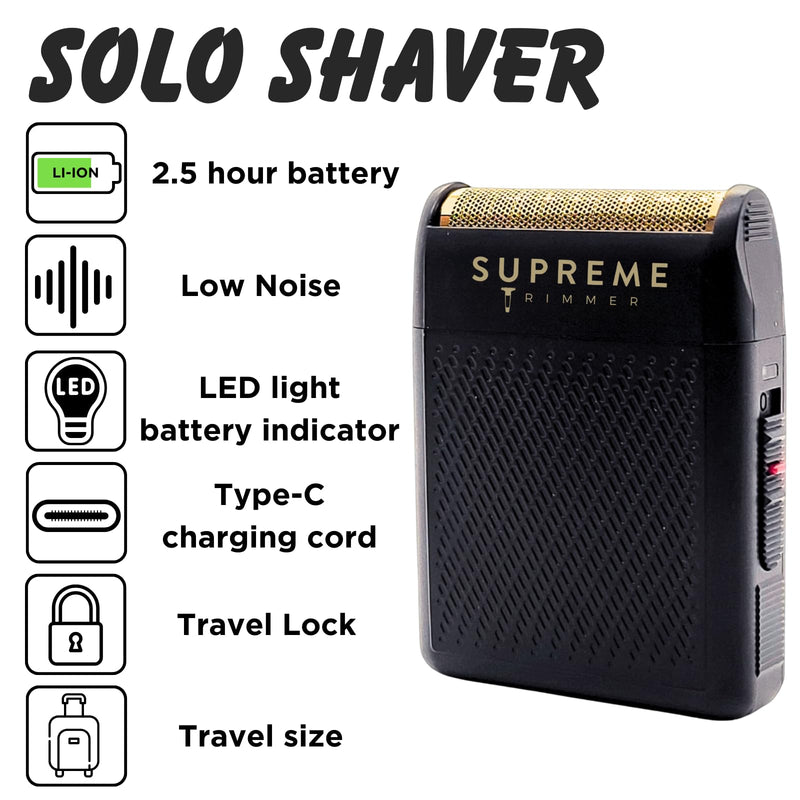 [Australia] - Supreme Trimmer Solo Single Foil Shaver for Pocket | 150 Min Runtime Cordless use, Powerful USB-C Mini Travel Razor for Professional & Home use | STF101 Black 