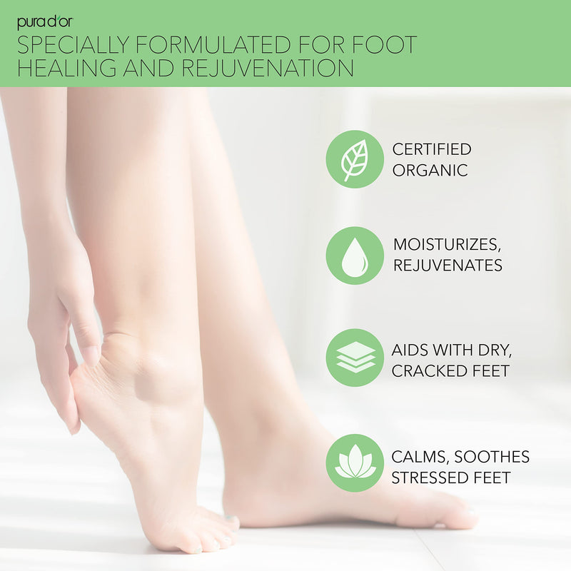 [Australia] - PURA D'OR 16 Oz FootFocus Organic Aloe Vera Gel For Severe Cracked Heel Repair Foot Care Products - Soothes Sore Feet Extra Strength Feet Care - Vitamin E, Peppermint, Tea Tree & Eucalyptus Oil 