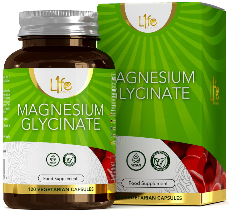 LN Magnesium Glycinate Capsules | 120 Vegan Magnesium-Glycinate Supplements 1000mg Providing 200mg Elemental Mag per Serving | Non-GMO, Gluten, Allergen & Dairy Free | Manufactured in The UK Unflavoured 120 count (Pack of 1)