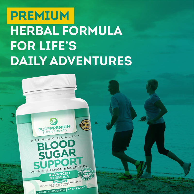 [Australia] - PurePremium Supplements - Advanced Formula to Support Normal Blood Sugar Levels with Cinnamon & Mulberry Extract - All Natural Herbal Health Support with Cinnamon - 2 Months Supply - 60 Capsules 1 Count (Pack of 60) 