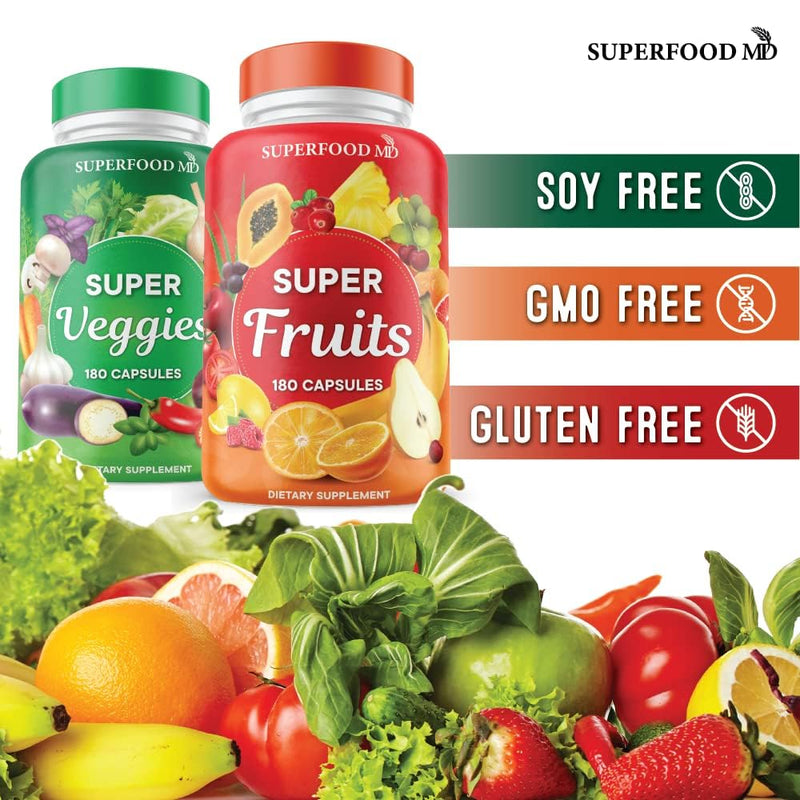 [Australia] - Superfood Fruit and Veggie Supplement - 360 Whole Super Fruit and Vegetable Supplements & Vitamin, Natural Energy levels, with Olive Leaf Soy Free- 180 Count (Pack of 2) 360 Count (Pack of 1) 