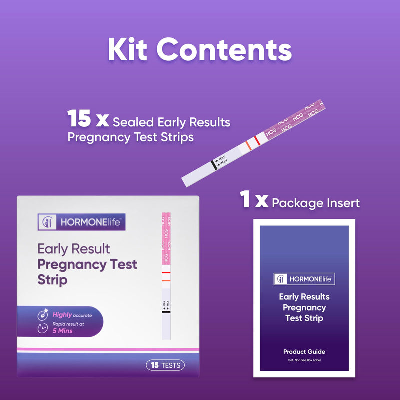 HORMONElife Early Result HCG Pregnancy Test Strips for Women, 15 Count | Detect Pregnancy Before Missed Period, Accurate Home Urine Testing, Fast & Reliable Results
