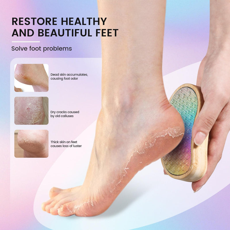 [Australia] - BEZOX Foot File and Callus Remover (New Upgrade) - Foot Rasp, Pedicure Dead Skin Removal Tool, Foot Scraper, Surgical Stainless Steel File and Comfortable Wooden Handle Rainbow Colors 