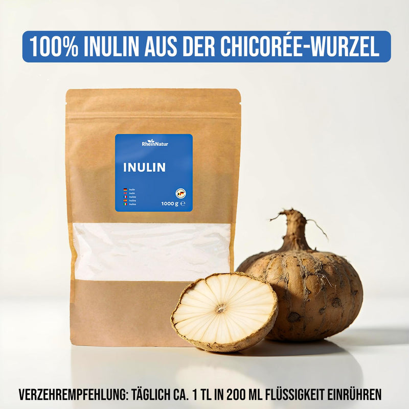 [Australia] - RheinNatur Inulin powder 1 kg - 100% inulin from chicory root - Vegetable fiber - Supports healthy intestinal flora - 1000 g bag 