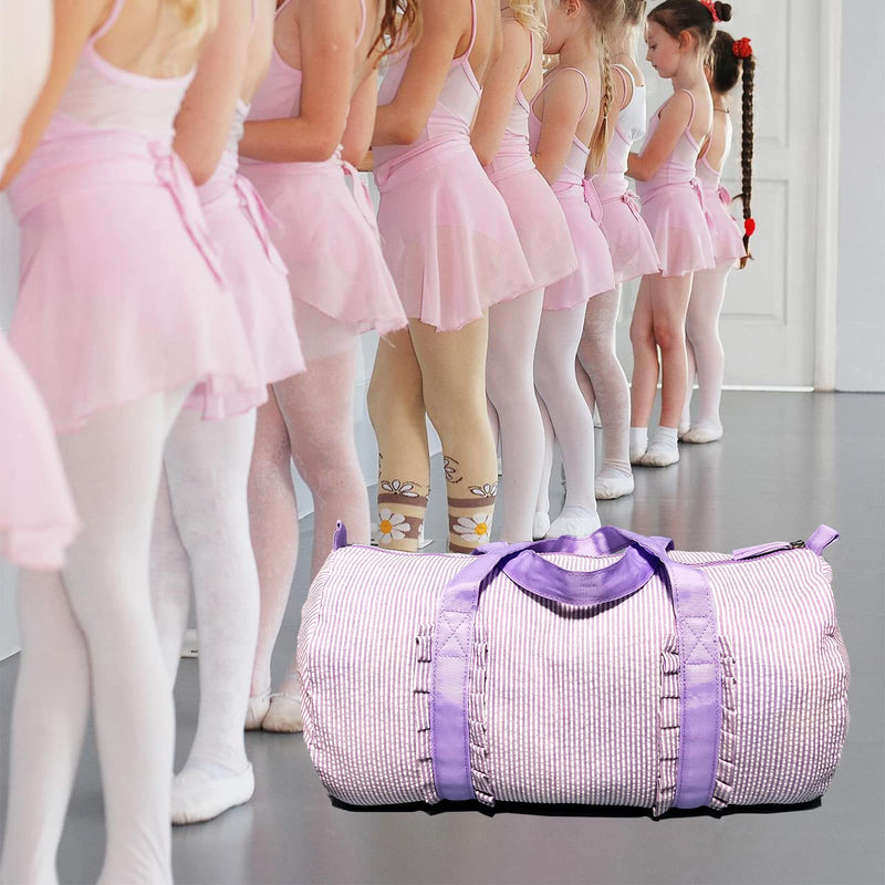 Kids Travel Overnight Bag Seersucker Weekender Duffel Bag Toddler Backpack Pink Mini Preschool for Boys and Girls