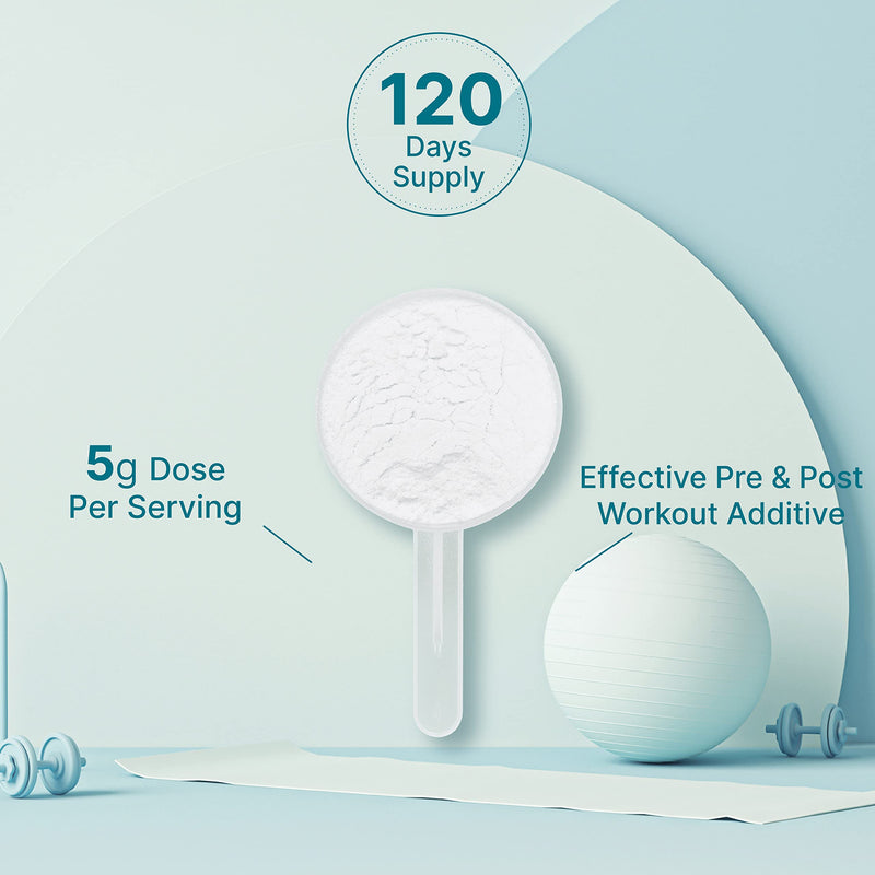 [Australia] - Creatine Monohydrate Powder 600 Grams (1.32lb), Unflavored | Pure | Micronized Creatine Powder, 5000mg(5g) Per Serving, 4 Month Supply, Vegan | Keto, Non-GMO, No Filler, No Additives - 120 Servings 120 Servings (Pack of 1) 