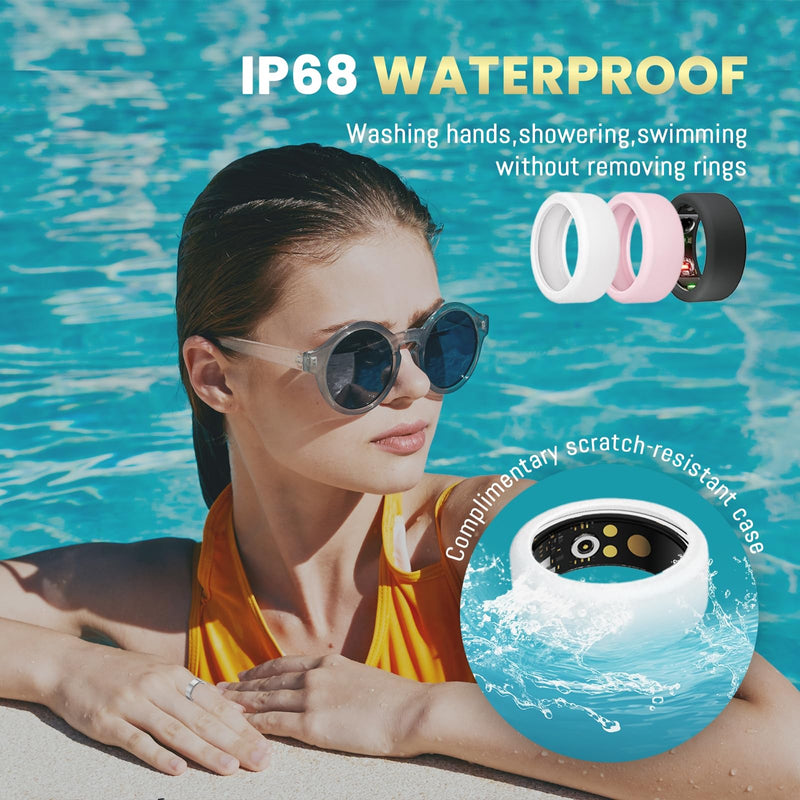 [Australia] - Smart Ring For Women Men, Health Tracker with Heart Rate/Blood Oxygen/Blood Pressure/Sleep Monitoring/Step Counting, IP68 Waterproof Fitness ring, No App Fees for iPhone & Android (Lavender Pink, 9#) Lavender Pink 9# 